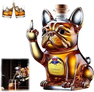 Interesting French Bulldog Whiskey Bottle, Creative Red Wine Decanter, Unique Wine Decanter Gift, Family Bar French Bulldog Enthusiast Decoration Glass Utensils Beverage Sturdy
