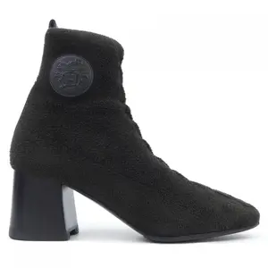Pre-owned HERMÈS Calfskin Small Leather Goods Hermes Volver Ex Libris Click Knit Chenille/Calf Boots