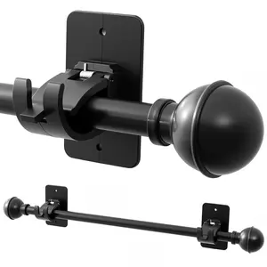 Curtain Rods No Drilling for Windows, No Drill Small Curtain Rod Set with Adhesive Brackets, Easy Installation, Durable Design