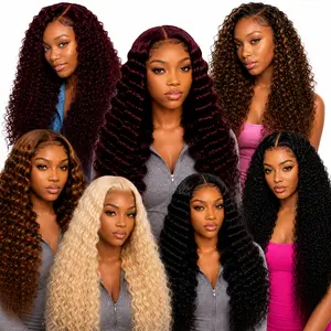 Deep Wave/Jerry Curly Human Hair Wig, 13x4 HD Lace Front Wig Human Hair, Pre Plucked Hairline with Bleached Knots, 200% Density, 28 Inch