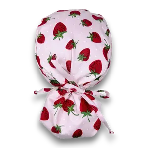 Strawberry Ponytail scrub cap for women with satin lined option by Paradise Caps.