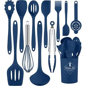 Kitchen Utensils Set-12 Pieces Silicone Cooking Utensils Set (Dishwasher Safe) 392°F Heat Resistant Spatula Set,Kitchen Utensil Set for Nonstick Cookware,Best Kitchen Tools with Holder