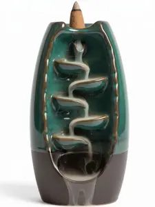 Backflow Incense Burner - Green Ceramic with Unique Spiral Design for Aromatic Relaxation