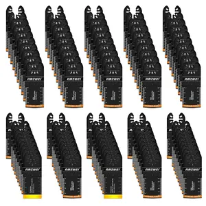 Valentine's Day 100Pcs Multi Tool Blades, Titanium and HCS Professional Oscillating Saw Blades for Wood Plastic Metal, Curved Edge Oscillating Tool Blades Compatible with Dewalt, Milwaukee, Ryobi, Rockwell