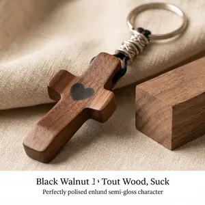 2 PCS Cross My Heart | Encouragement Gift Wooden Cross Key Chain Fingertip Stress Relief Gifts Pocket Small Cross Christmas Gift Handheld Wooden Cross Key Chain