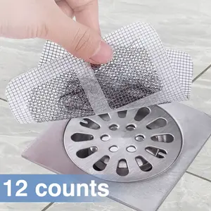12 Counts Shower Drain Hair Catcher, Non-Slip Drain Cover Filters, Hygienic Hair Traps for Shower and Bath