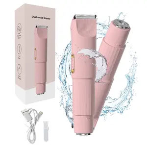 Women's Bikini Trimmer, Body Hair Trimmer, Two-In-One Electric Razor, Rechargeable Razor, Dual Head for Bikini, Armpit, Leg, Arm, Face, Ideal Gift for Women, USB Rechargeable Shaver