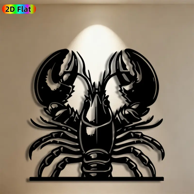 1pc Lobster Metal Wall Art,Lifelike Lobster Statue Mural, Ideal Gift for New Year, Easter, Seafood & Nautical Decor Enthusiasts, Weather-Resistant Metal Wall Decor Wall Sculptures, Perfect for Kitchen Wall & Garden Fence Lobster Decor Enthusiasts