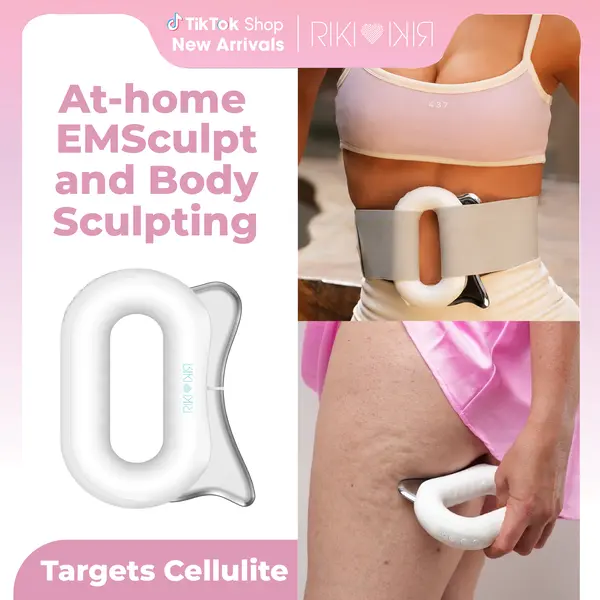 RIKI LOVES RIKI Sculptor PRO At-home Sculpting Device Inspired by Emsculpt, High Intensity EMS, Red & Purple Light Therapy, Adjustable Heat, Vibration, and Cordless Design for Muscle Recovery, ab Toning, Workout Results Enhancement