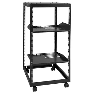 VEVOR 20U Server Cabinet, TikTokShopBlackFriday, Open Structure Network Housing, Wall-Mountable with 2 Perforated Shelves & 4 Wheels, Depth Adjustable 23''-40'' for Network and AV Equipment & Installation Tools Audio Organiser Rack