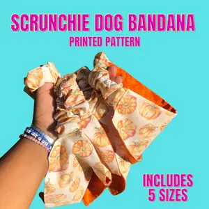 Printed Scrunchie Dog Bandana Sewing Pattern- Create your own Scrunchie Dog Bandanas at Home- Beginner Friendly!