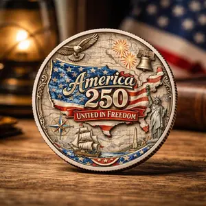 USA 250th Anniversary Coin 1776-2026, American Commemorative Challenge Coin, Liberty Bell Eagle Patriotic Gift, Collectible Coin