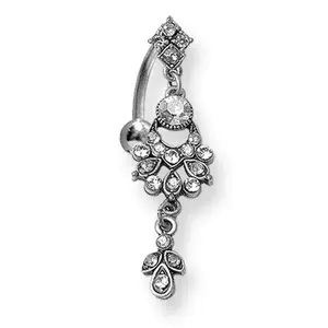 Surgical Stainless Steel Fancy Top Crystal 14g Belly Naval Ring