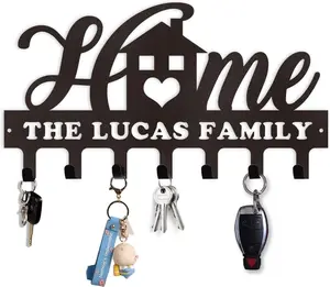 Personalized Key Holder for Wall - Metal Key Holder Wall Mount, Custom Name Sweet Home Key Rack, Key Hooks on Wall, Coat Rack, Key Holder Wall Hanging, Housewarming Gift