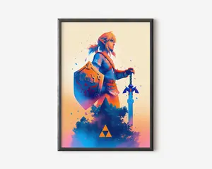 Link, Movie Style Poster The Legend of Zelda Style Art Printable Wall Art Anime Wall Art Gaming Poster