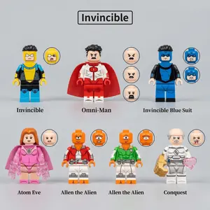 Limited Invincible Mark, Omni-Man, Atom-Eve, Allen the Alien, and Conquest Minifigures Toys (7pcs)