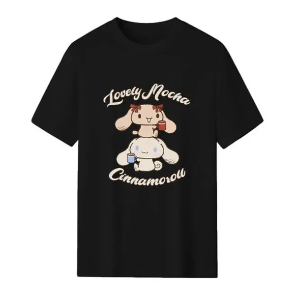 Sanrio Cinnamoroll T Shirt Cotton Lightweight Crewneck Shortsleeve Streetwear Cute Puppy Graphic Tee Everyday