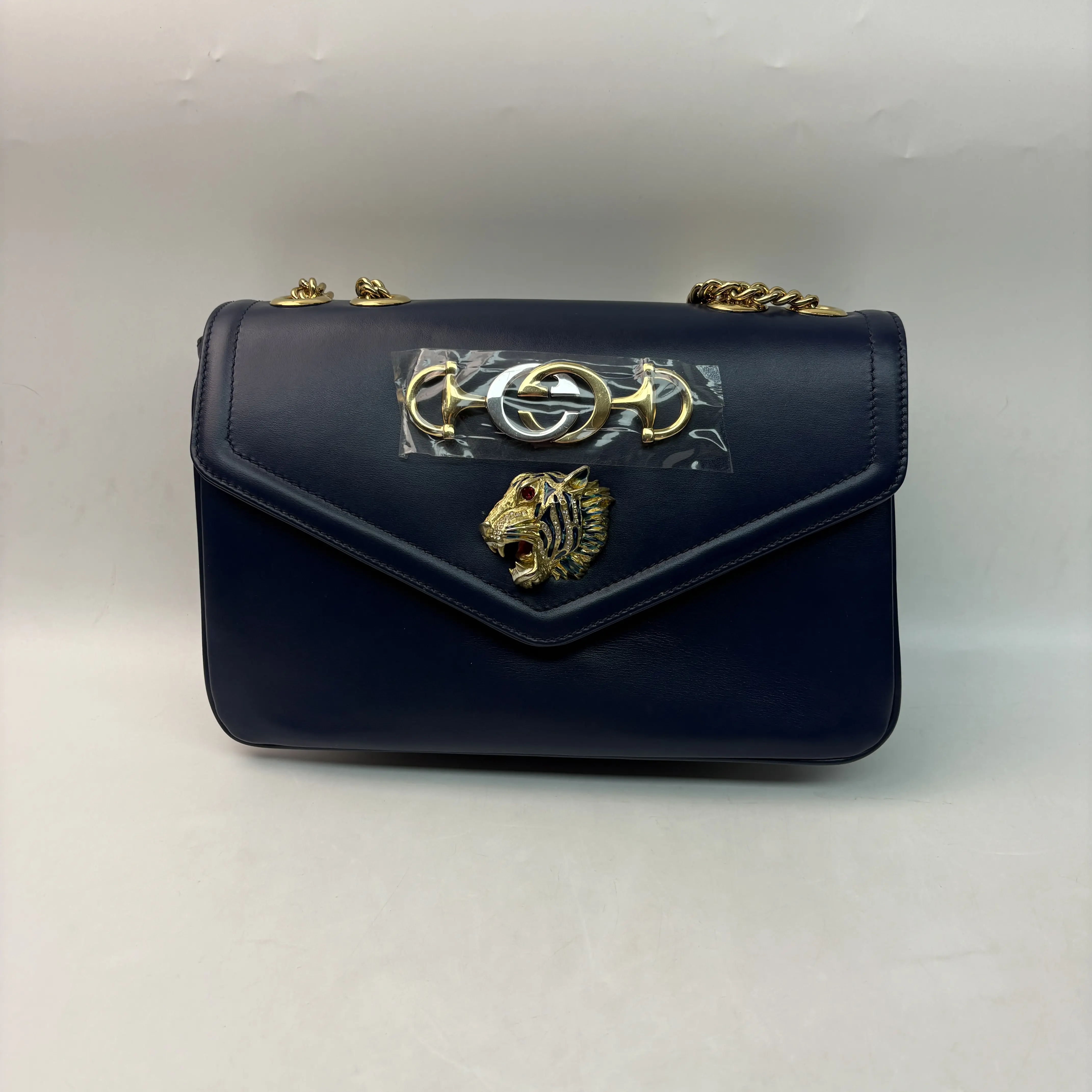 Pre-owned Calfskin Crossbody Bags Gucci Horse bit Navy Crossbody