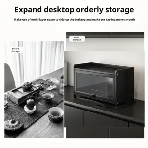 Multifunctional Acrylic Bamboo Desktop Organizer, Vintage Farmhouse Style, Ideal Holiday Gift, Kitchen Countertop Storage Rack