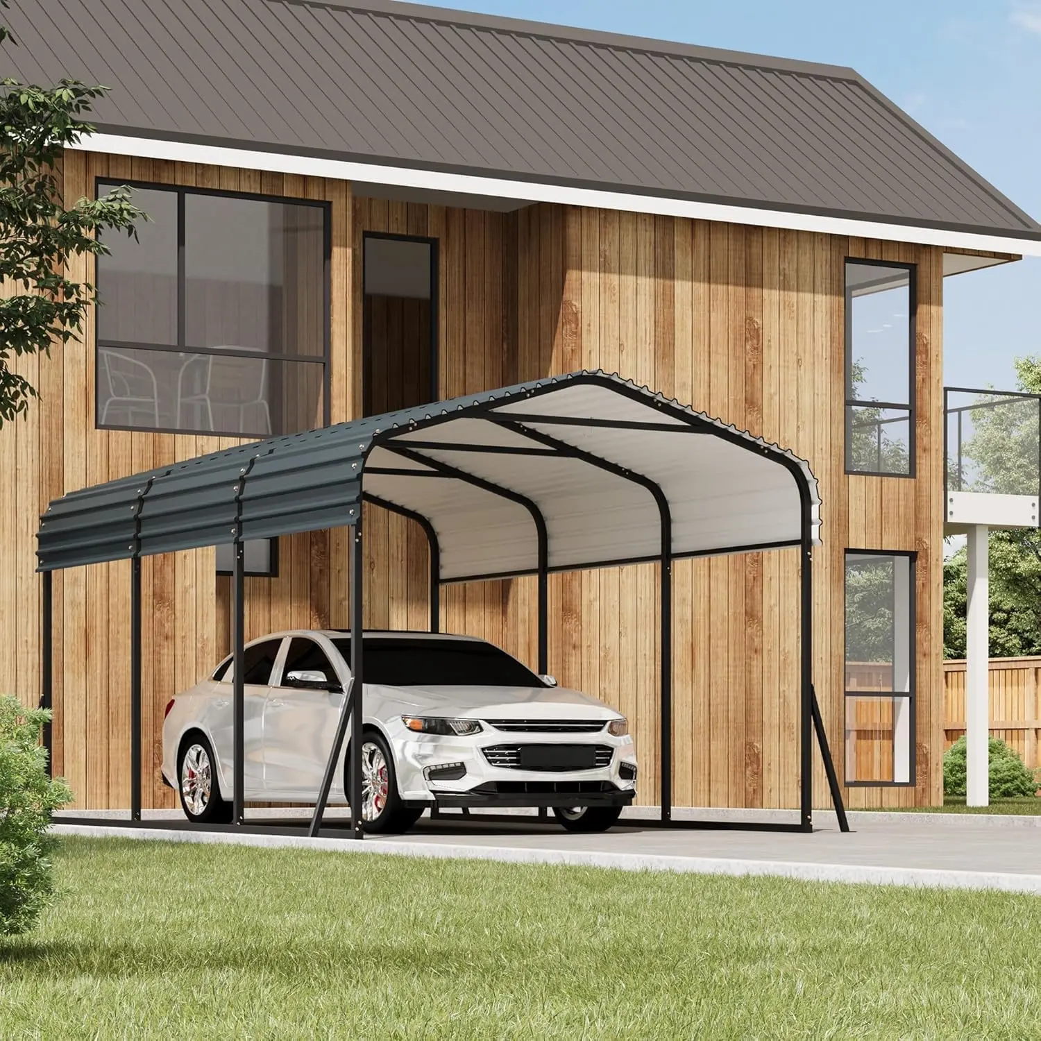 Garvee Metal Carport-20X20FT Tall Carport with Reinforced,Frame and,Steel Roof, All-Weather Metal Car Port