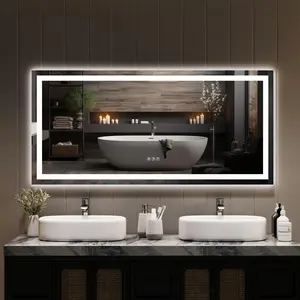 60x36 LED Bathroom Mirror with Lights, Dimmable, Anti-Fog, Backlit + Front Lit