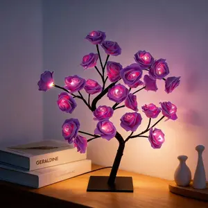 Valentine's Day Rose Tree Lamp, USB Powered, Realistic Rose Table Lamp, Romantic Fairy Light, Birthday, Wedding, Christmas Gift for Mom, Women, Daughter, Wife, Girlfriend, Sister, Desktop Decorative Ambiance Light