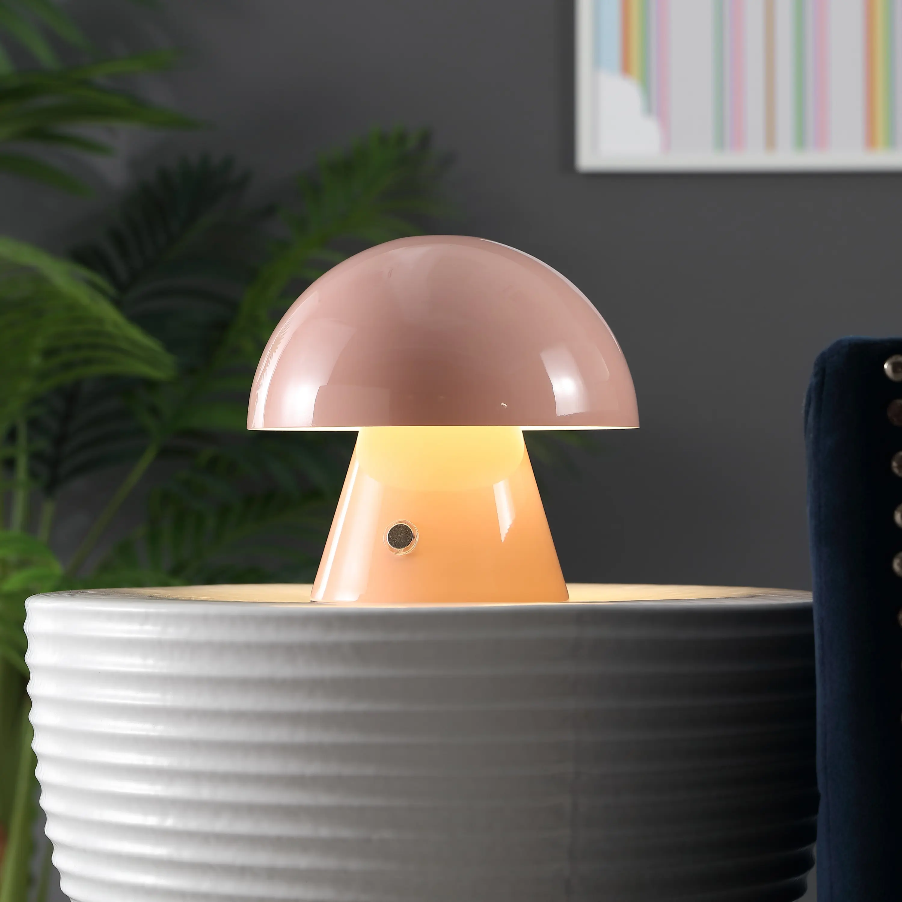 JONATHAN Y Porcini Contemporary Bohemian Rechargeable/Cordless Iron Integrated Portable LED Mushroom Table Lamp , for bedroom, living room, foyer, hallways, dining room, dorms