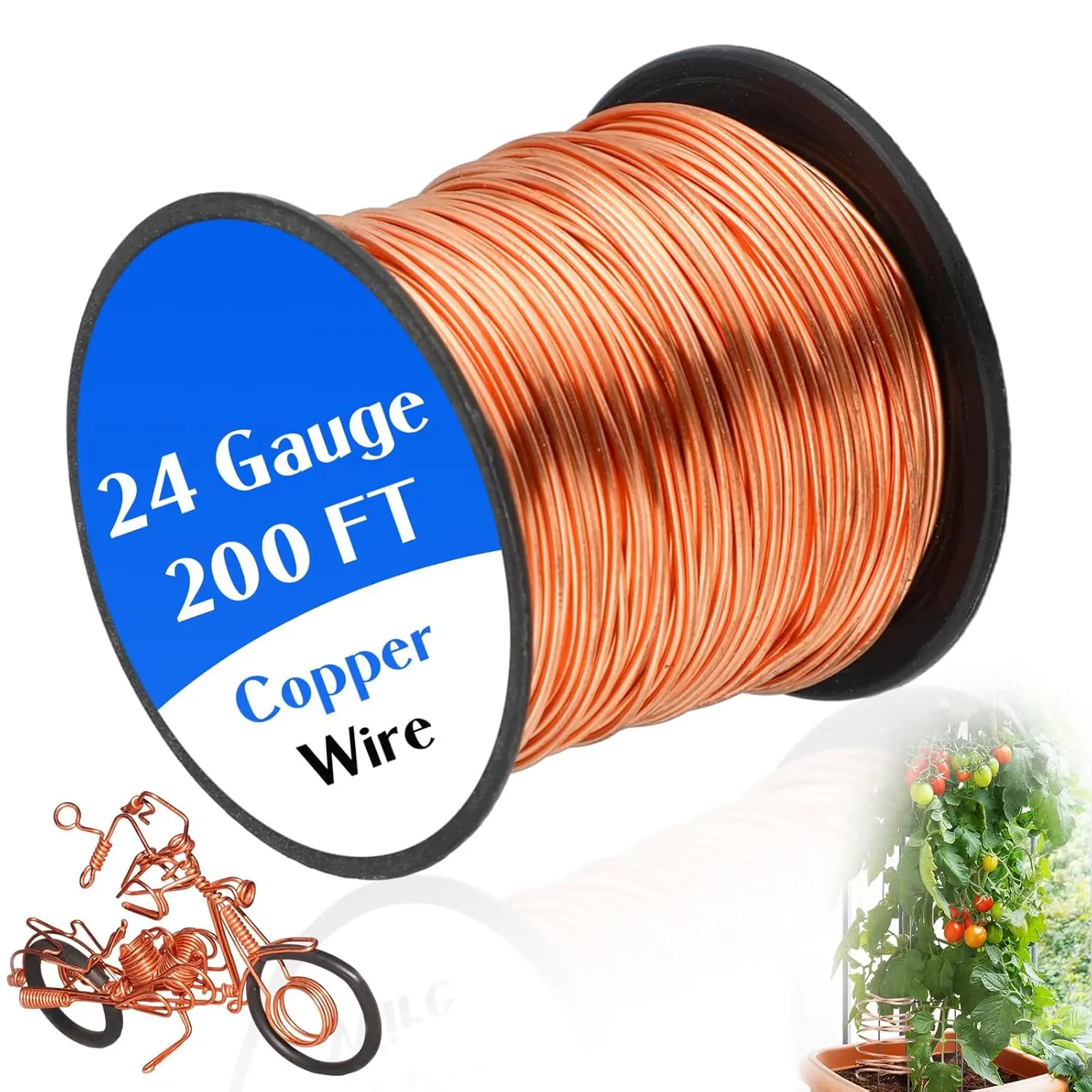 200  24 Gauge Solid Copper Wire Thin  Pure Bare Copper Wire for  Making Craft, Electroculture Gardening  Supplies (0.019'' Diameter)