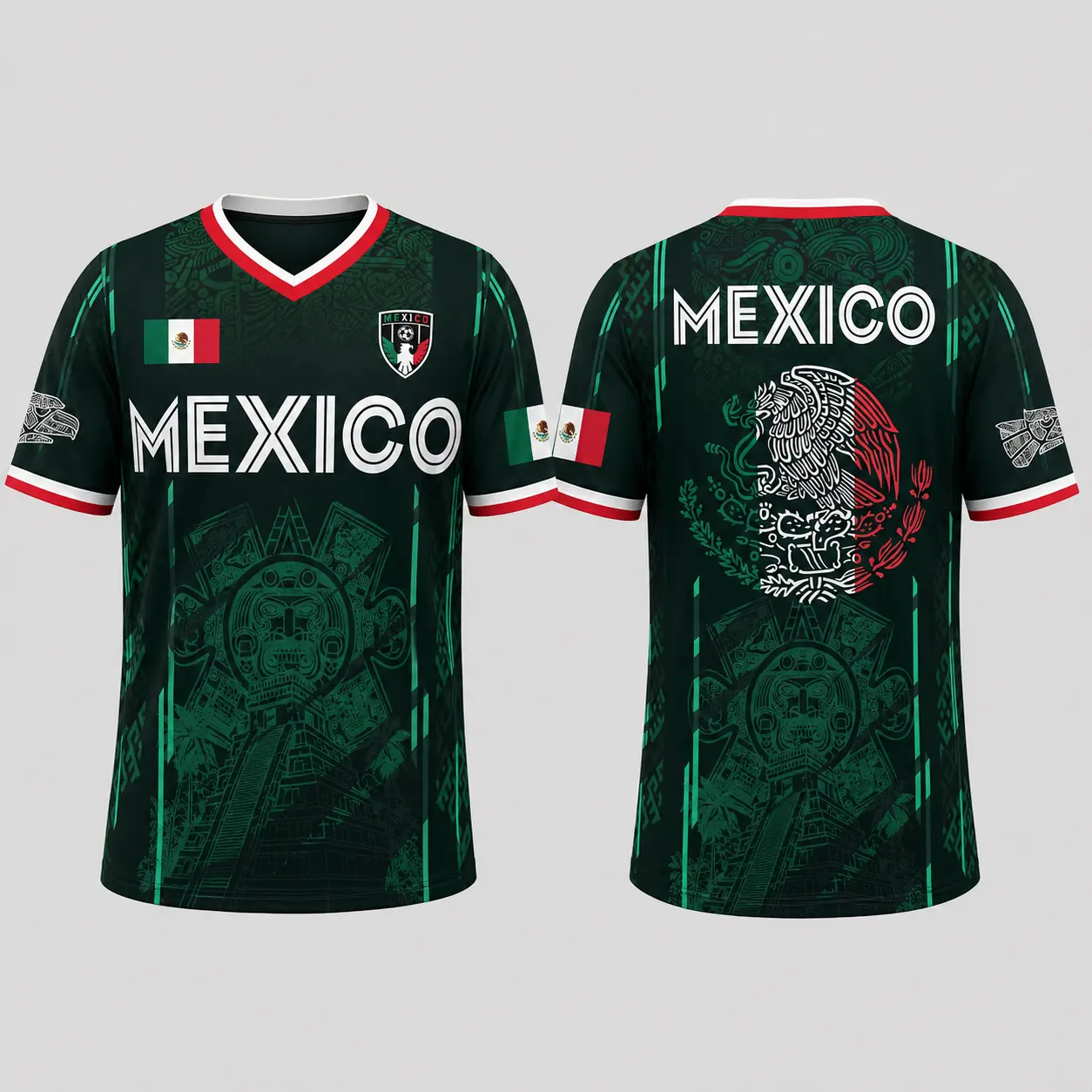 2026 Mexico Soccer Jersey,  Chich&eacute;n Itz&aacute; Pyramid Graphic Retro Soccer Jersey, All over Print, Casual Style for All Seasons, Classic Throwback Jersey Sportswear Top,summerwins
