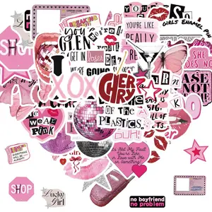 Preppy Sticker, 50pcs/set Vinyl Aesthetic Waterproof Sticker, Adorable Decorative Sticker for Mobile Phone Computer Skateboard Water Bottle Suitcase Car