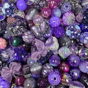 Deep Purple Breeze Mixed 16mm Acrylic/Resin/Glaze/Heavy-Crafted Mix Beads For Key/Bag Charm Car Hanger for DIY Craft Projects