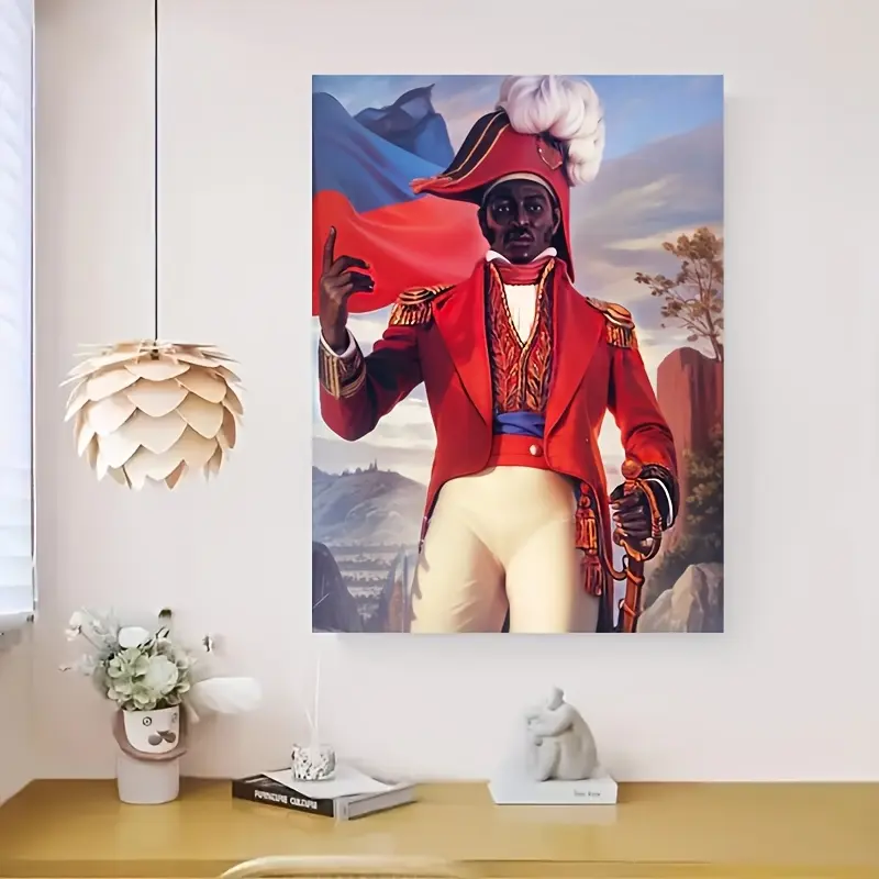 1-Count Frameless Jean-Jacques Dessalines Haitian Revolutionary Wall Art Print - Bold Patriotic Artwork, Historical Figure Illustration, Modern Home Decor for Living Room, Bedroom (Single Print)