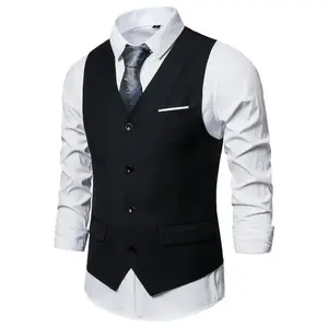 Spring New European-size Men's Business Casual Suit Vest Slim Single-breasted V-neck Vest Menswear Wetsuit