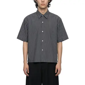Unisex Striped Boxy Button-Up Shirt