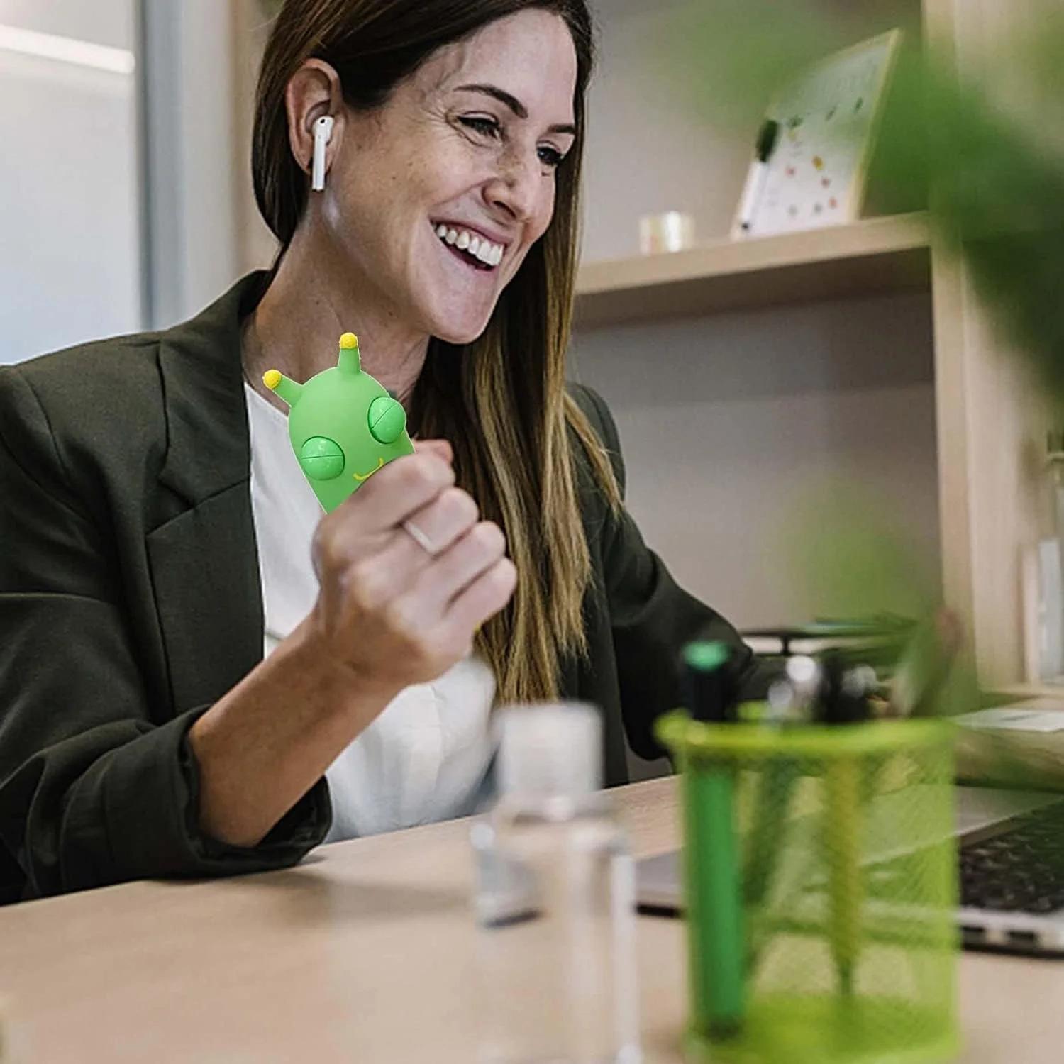 Funny Grass Worm Pinch Toy Panda  Stress Relief Fidget Decompression Toy  Eyes Squeeze Toys Relieve Anxiety Stress Relief Slug