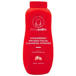 FACEPALM Strawberry Infused Facial Cleansing Powder with Oatmeal Kaolin Clay & Arrowroot for Breakout Prone Skin 100ml Gentle Cleansing & Soothing Effect