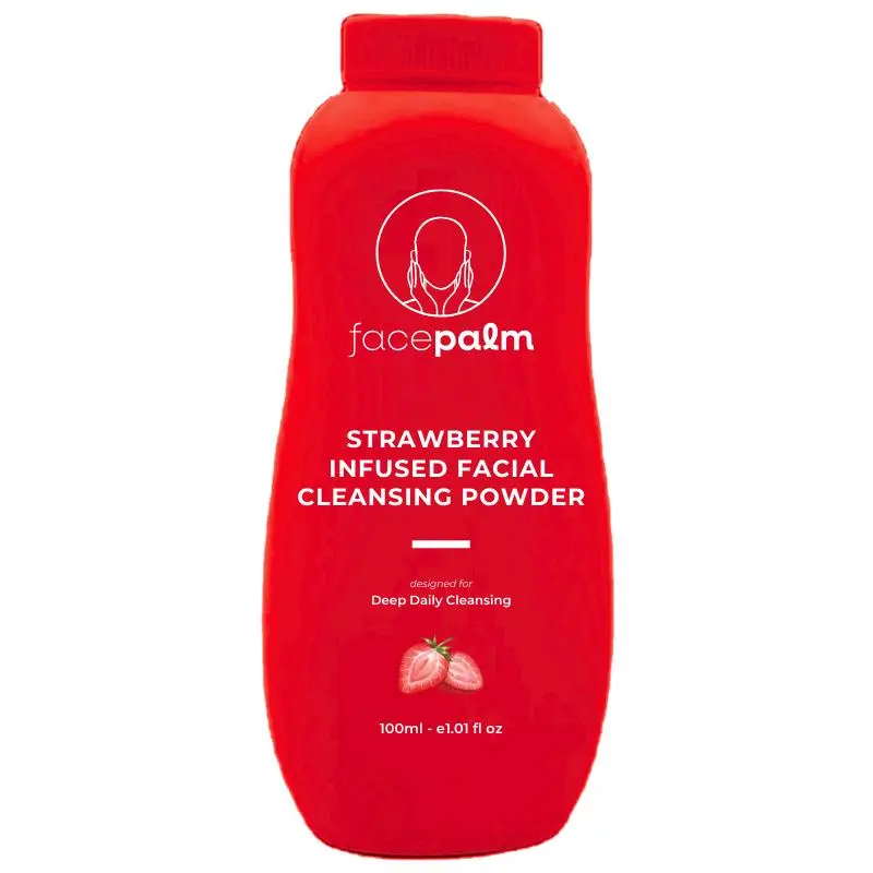 FACEPALM Strawberry Infused Facial Cleansing Powder with Oatmeal Kaolin Clay & Arrowroot for Breakout Prone Skin 100ml Gentle Cleansing & Soothing Effect