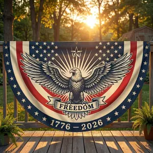 USA 250th Anniversary Eagle Banner 1776-2026, Patriotic 250 Years of Freedom Flag, American Bunting Decor, July 4th Porch Garden Flags Gift