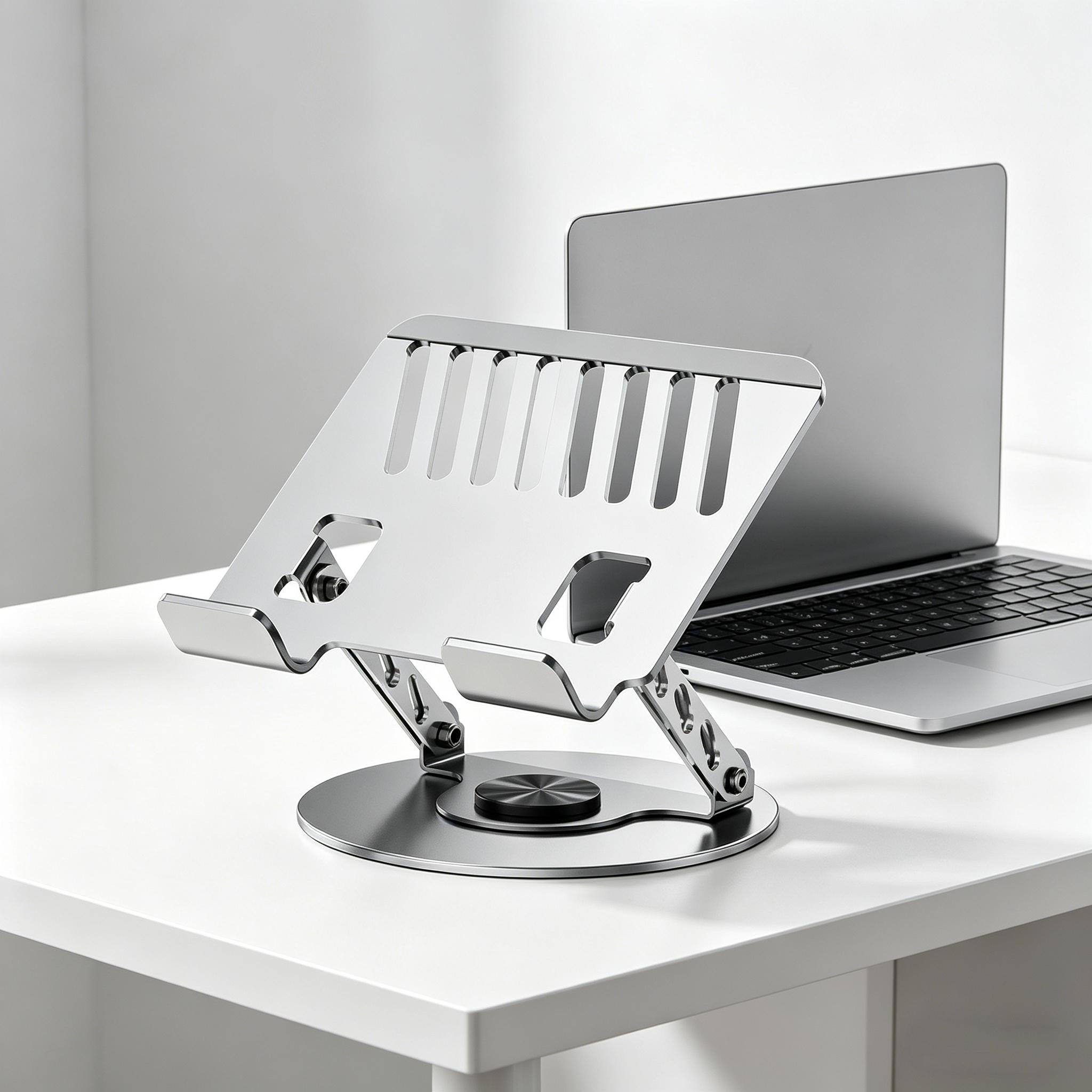 360° Rotating Aluminum Laptop Stand - Adjustable, Foldable 2-in-1 Multifunctional Hub, Portable Holder for Gaming Laptops, Mobile Devices, MacBook-Compatible, Mother’s Day Gift for Working Moms