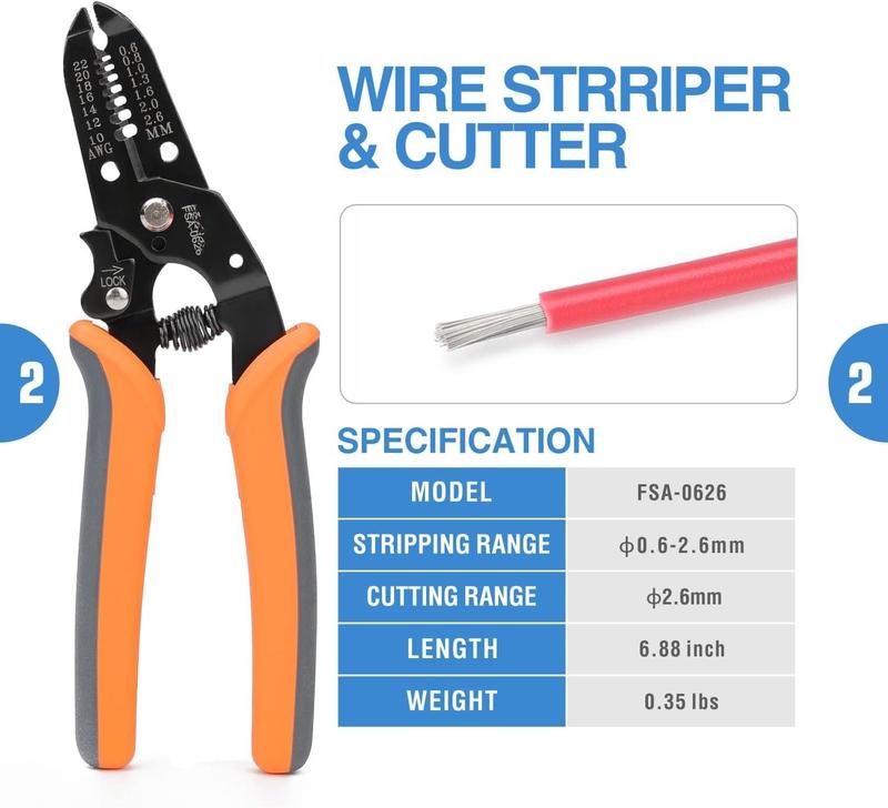 Wire Crimping Tool Kit with Wire Stripper and Ratcheting Wire Crimper for Heat Shrink Connectors, Wire Ferrule, Insulated and Non-Insulated Terminals Wire Crimping Tool Kit with Wire Stripper and Ratcheting Wire Crimper for Heat Shrink Connectors, Wire Ferrule, Insulated and Non-Insulated Terminals