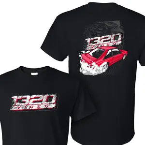 1320 Video Burnout T-Shirt, Red Muscle Car Graphic Tee for Racing Fans and Street Drifting Enthusiasts graphic  tee