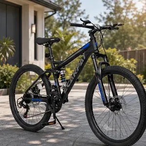 ARCH 26 Inch Mountain Bike Dual Suspension 21 Speed Disc Brakes Steel Frame Unisex Adult Commuter Trail Mountain Bicycle Black/Gray/Grey Multiple Color Options for Men Women Cycling, Black/Gray/Grey Color Options, Carbon steel/Steel Material