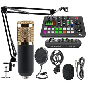 Podcast Microphone Bundle, Condenser Mic with Live Sound Card Kit, Podcast Equipment Bundle with Voice Changer and Mixer Functions, Gaming Audio Mixer for PC Smartphone Studio Recording, USB Audio Interface