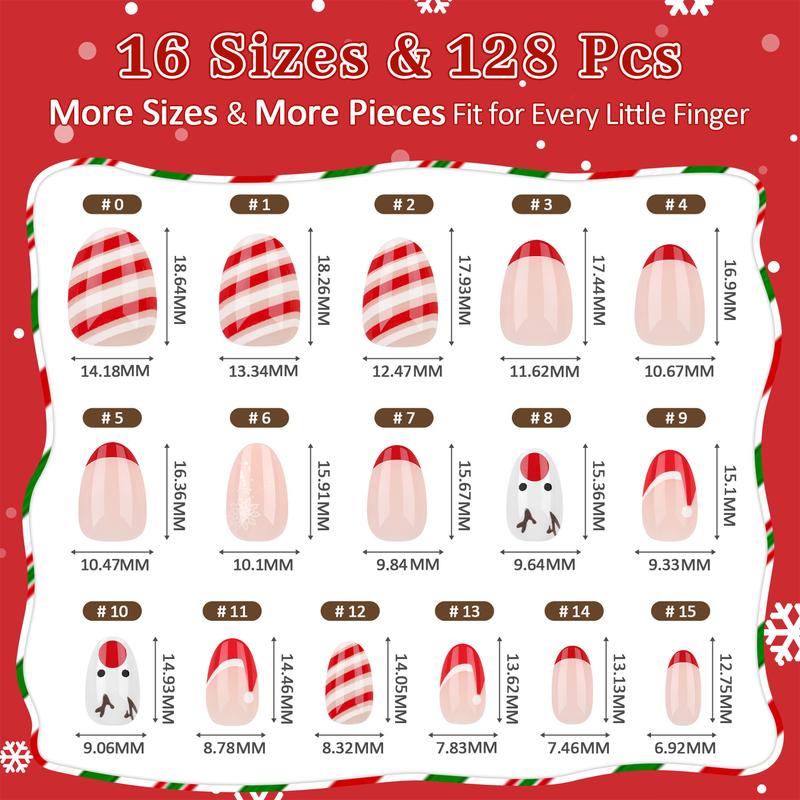 Qiek Press on Nails Kit for Kids, 4 pack 16 Sizes 128 Pieces Kid Fake Nail Kit Colorful Flower Almond Fake Nail Tips for Girls 8-12 Years Old with Jelly Nail Adhesives & Nail Builder Glue Birthday Gifts Holiday Haul