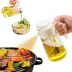 Olive Oil 16oz/470ml 2 in 1 Dispenser Bottle for Cooking, Food-Grade Oil Mister for Air Fryer, Salad, Frying, BBQ & Creamy White - Utensils