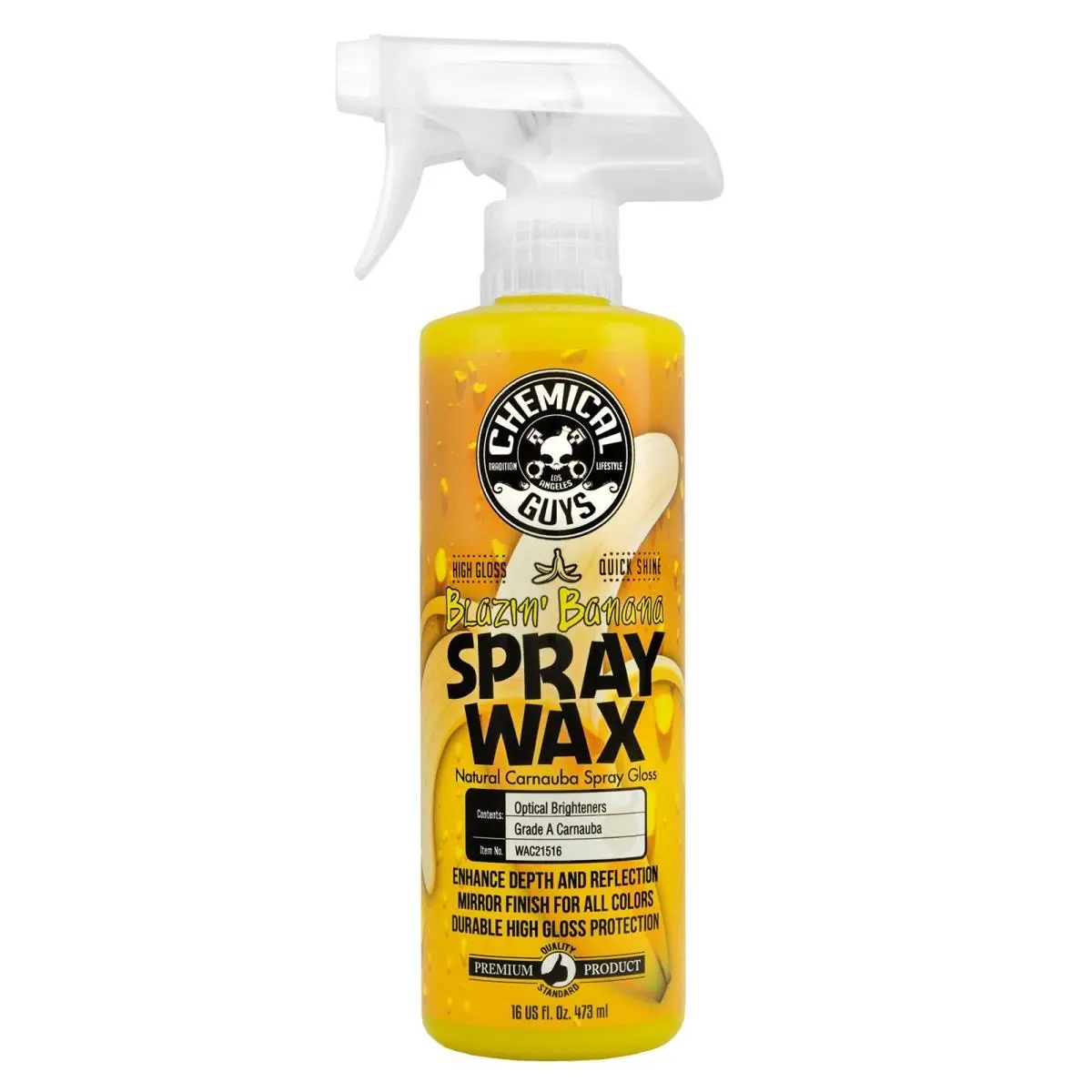 Chemical Guys CHGWAC21516 16oz Blazin Banana Carnauba-Based Liquid Wax Polish - Quick Application Spray, Waterless Formula, High-Gloss Car Coating Spray, Quick Car Wax