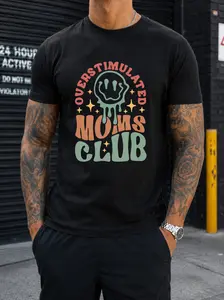 Overstimulated Moms Club Retro Graphic Tee Vintage Washed Cotton T Shirt For Men Women Funny Mom Life Casual Streetwear Tee
