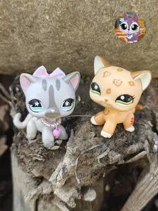 2-3 PC Little Pet Figure Shorthair Cat Collie Dachshund Cocker Spaniel Bobble Toy For LPS Collectable Kids Xmas Birthday Gift