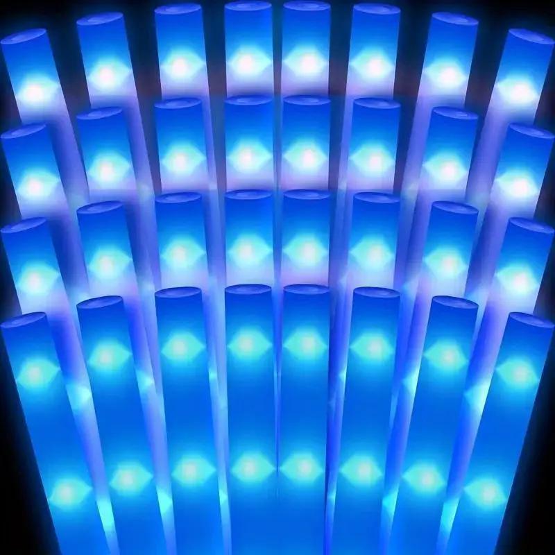 50-Pack LED Foam Sticks, Blue Color Glow Sticks with 3 Flash Modes, Battery-Powered, Non-Rechargeable, High-Reflective Polymer, for Parties, Music Festivals, Graduations, Christmas, New Year, Wedding, Carnival, Camping Party Decoration,  Battery Included