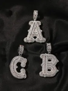 Initials Necklace, Fashion Alphabet Pendant, Rhinestone Decorated Pendant Necklace, Fashion Jewelry Accessories for Women & Men, Trendy All-match & Exquisite Jewelry for Birthday Gift